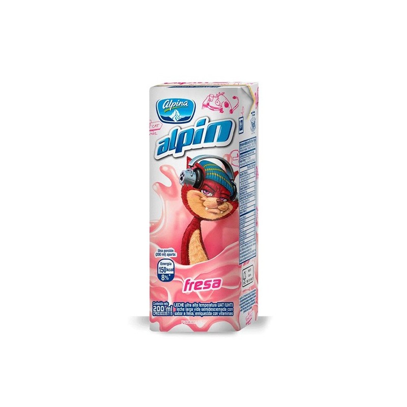 Leche Saborizada Alpin Fresa Alpina Caja 200 ml